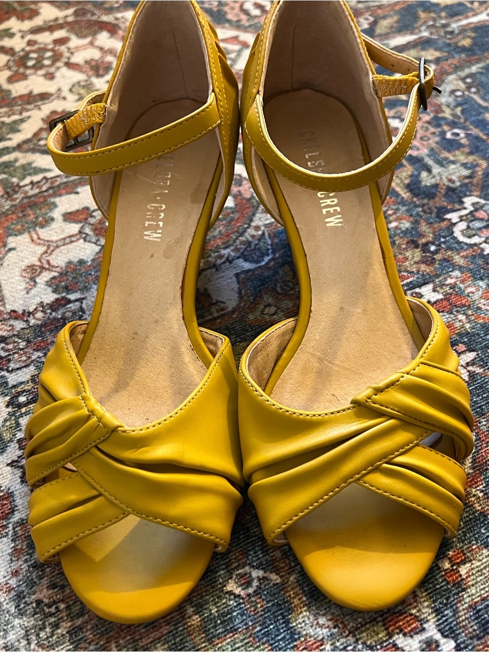 Chelsea Crew Yellow Knotted Ankle-Strap Heels
